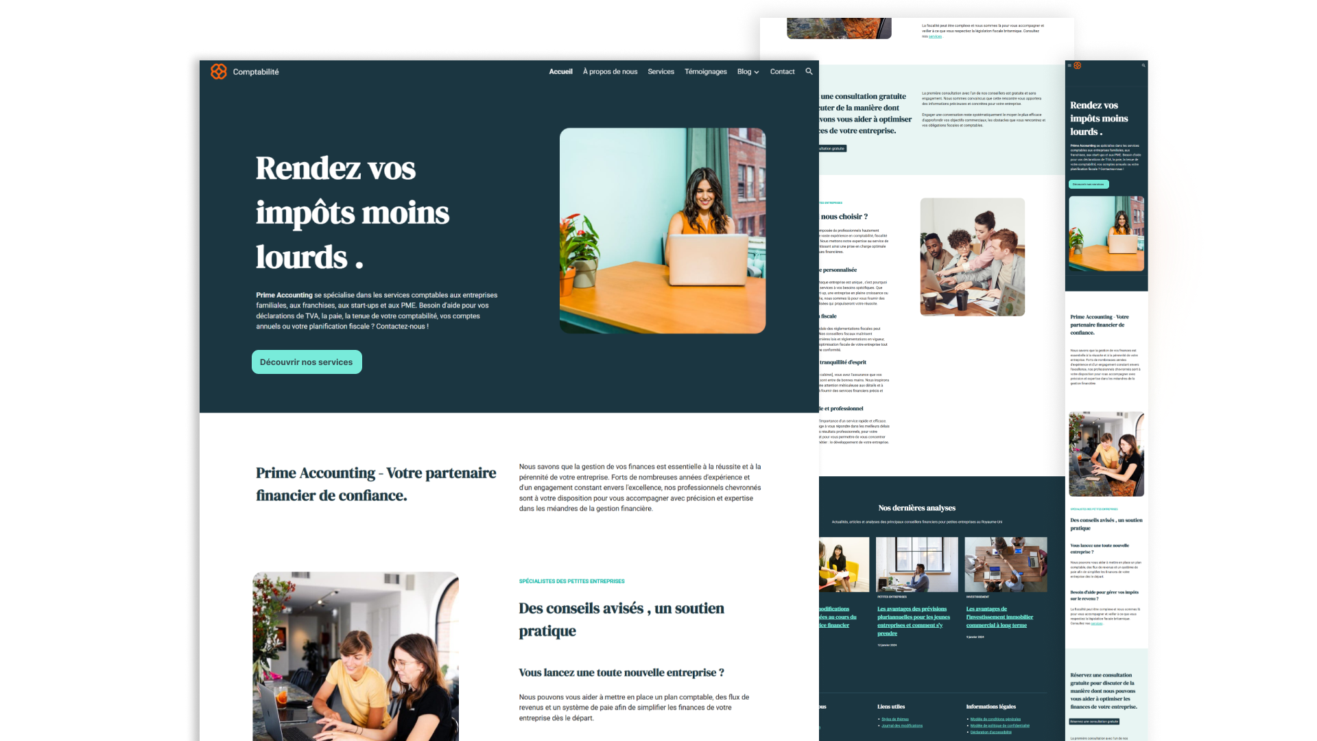 Site vitrine de cabinet expert comptable version mobile - Sur Google Sites conception SupremUp